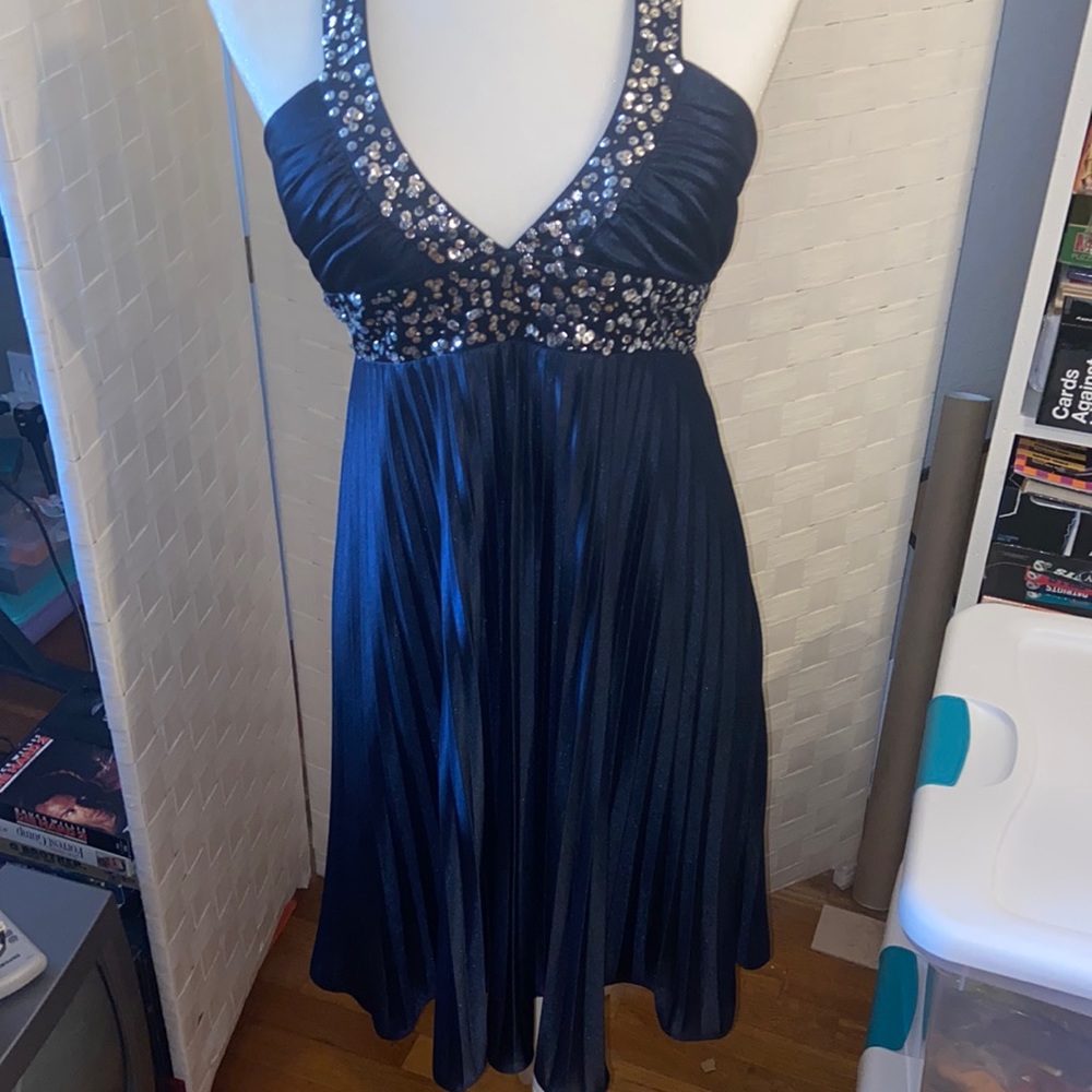 Morgan & Company navy blue sequined homecoming dress, size L